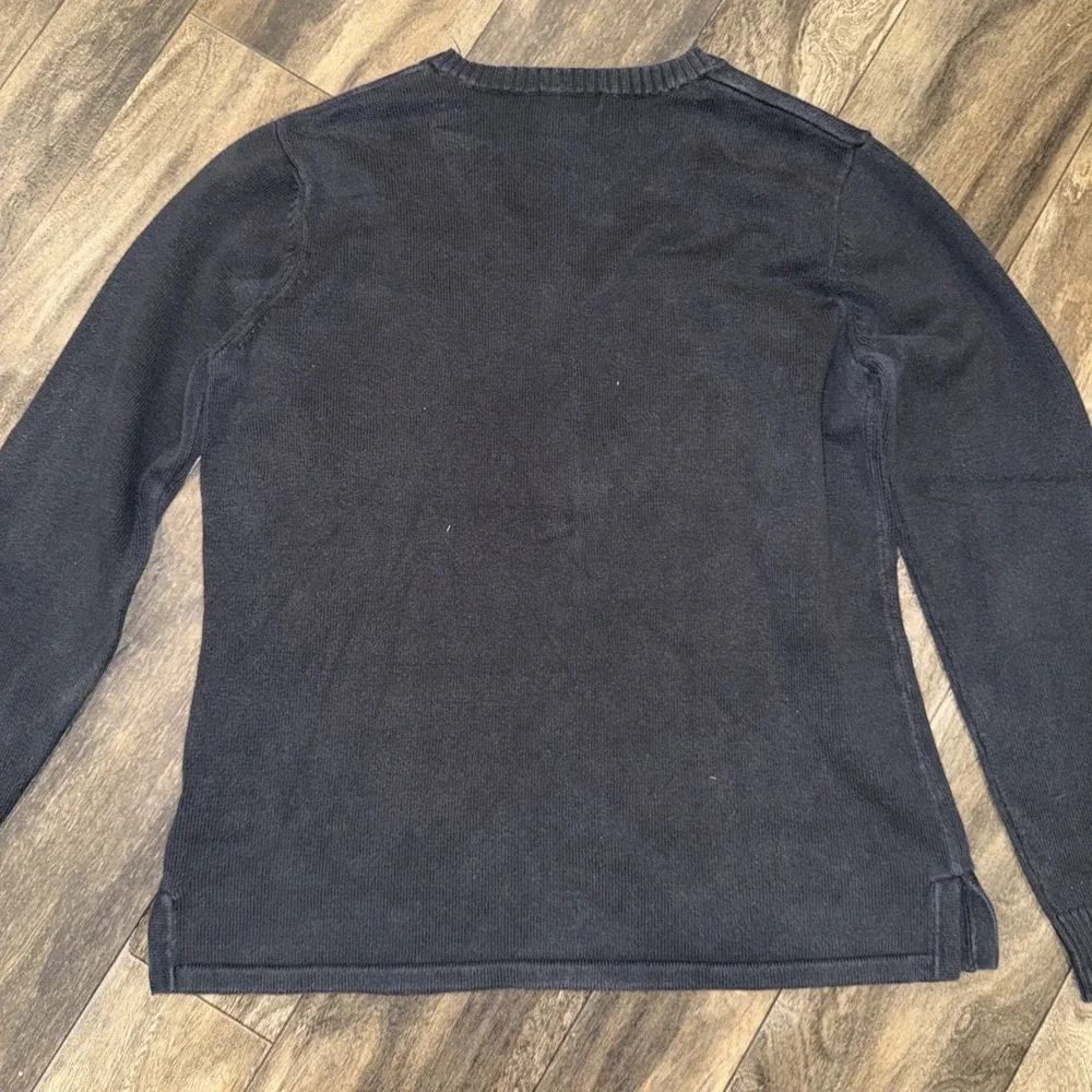 Eddie Bauer‎ V-Neck Pullover Sweater Long-sleeve Black Women's Size L